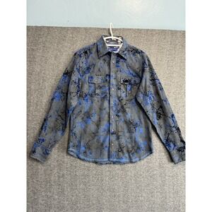 Georg Roth Los Angeles Shirt Mens Medium M Blue Gray Long Sleeve Button-Up